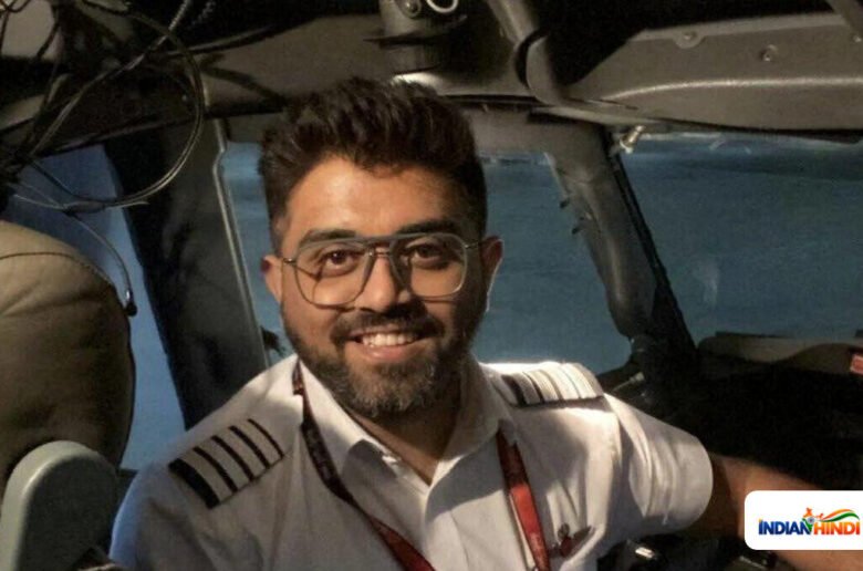 Captain Smit Machchhar seated inside an aircraft cockpit.